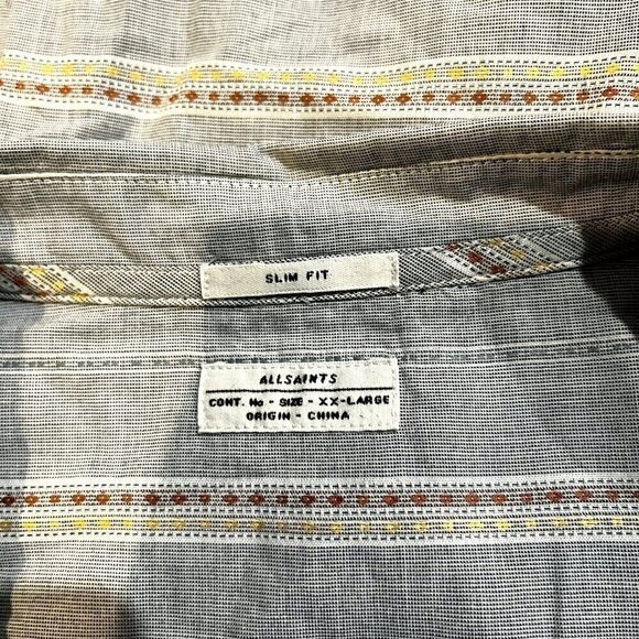 ALL SAINTS ALLSAINTS Long Sleeve Button Up Men's Shirt - Southwestern Stripe XXL - Picture 9 of 11